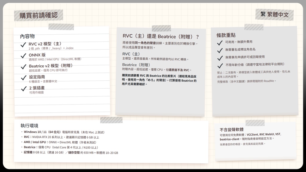 【RVC学習済みモデル】甘くて爽やか、癒やしの男性イケボ💧『レイン』 / 🎤会話・歌唱・ささやきを全部学習、ずっと使えるRVC / Beatrice V2・ONNX同梱 / 🌍EN・ESP・中文・한국어