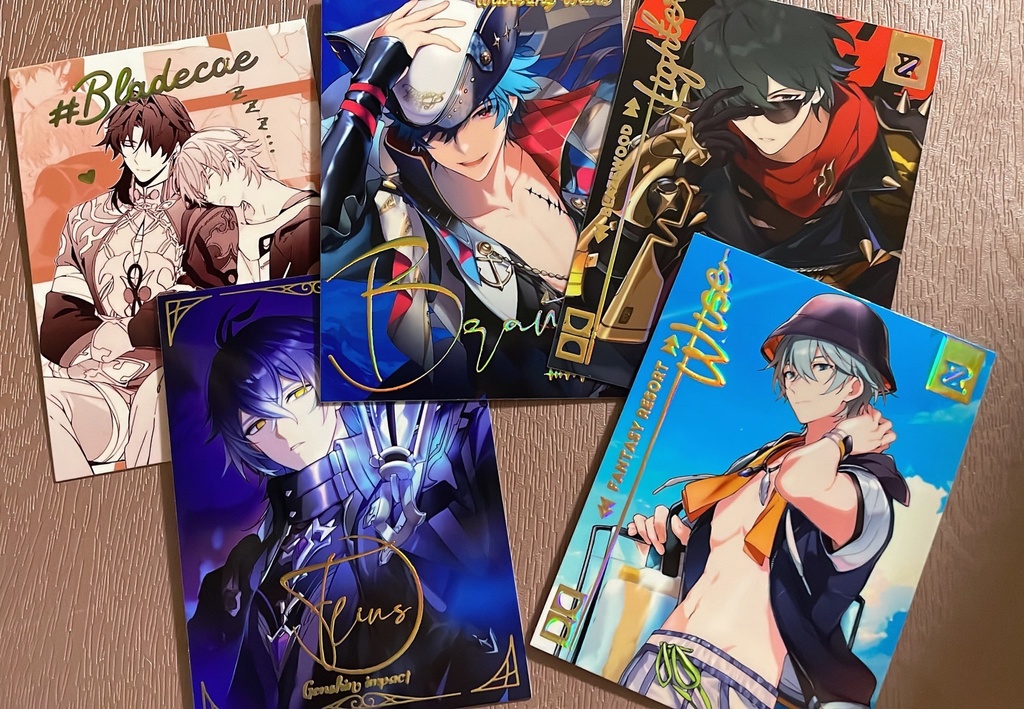 試し刷りした箔押しカード類