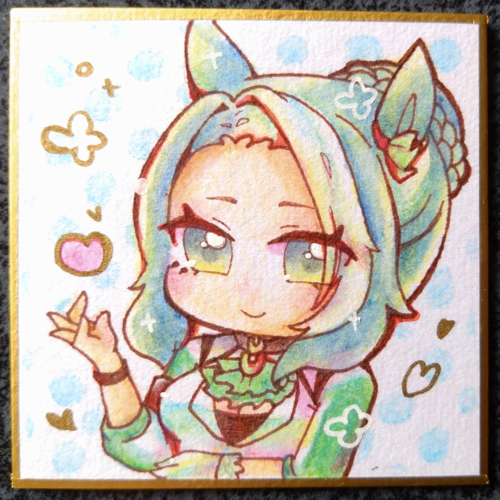 ウマ娘 メジロラモーヌ 手描きイラスト 豆色紙