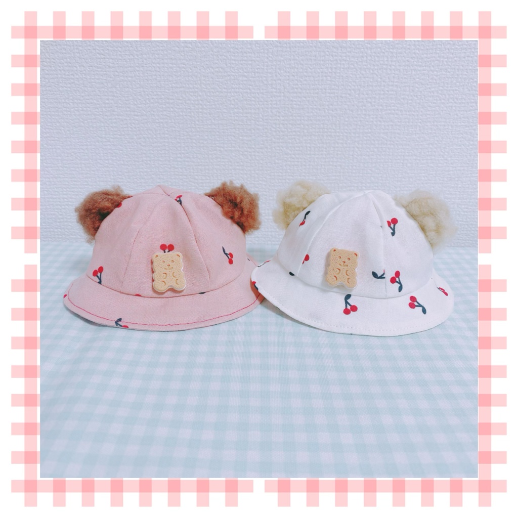bear bucket hat - cherry ver