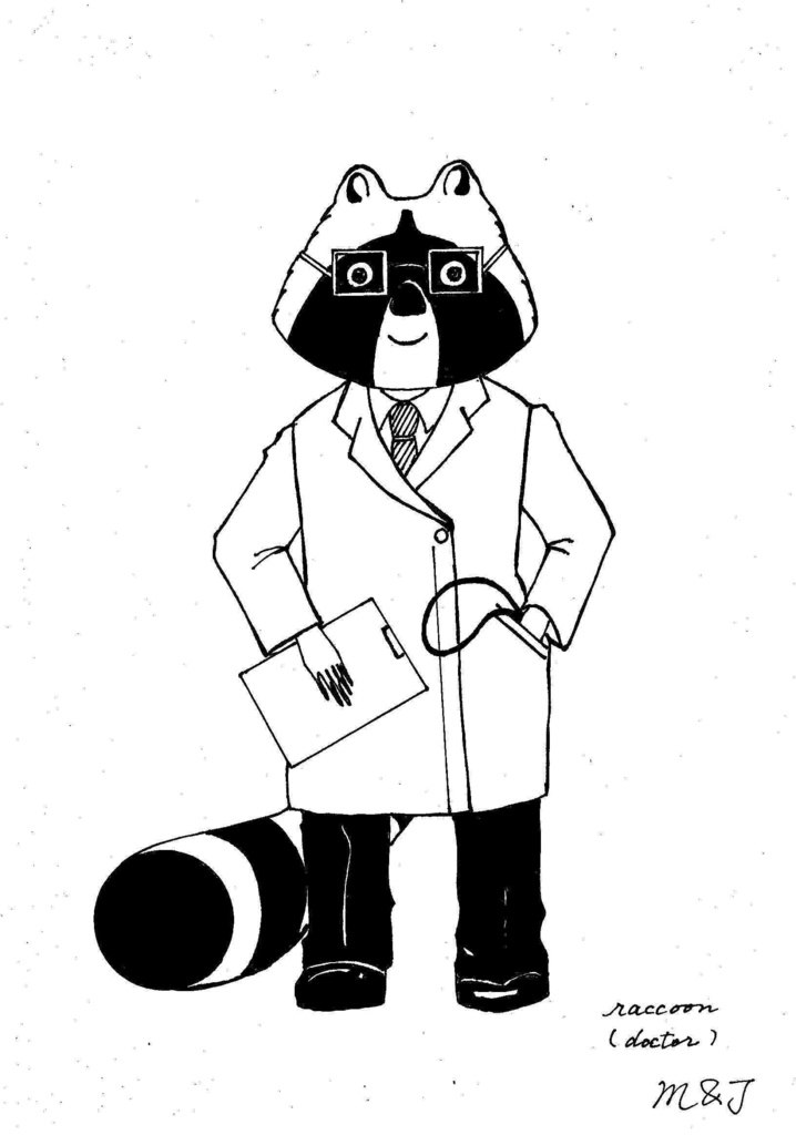サイズ手描きイラスト Raccoon Doctor 1199mjh Booth