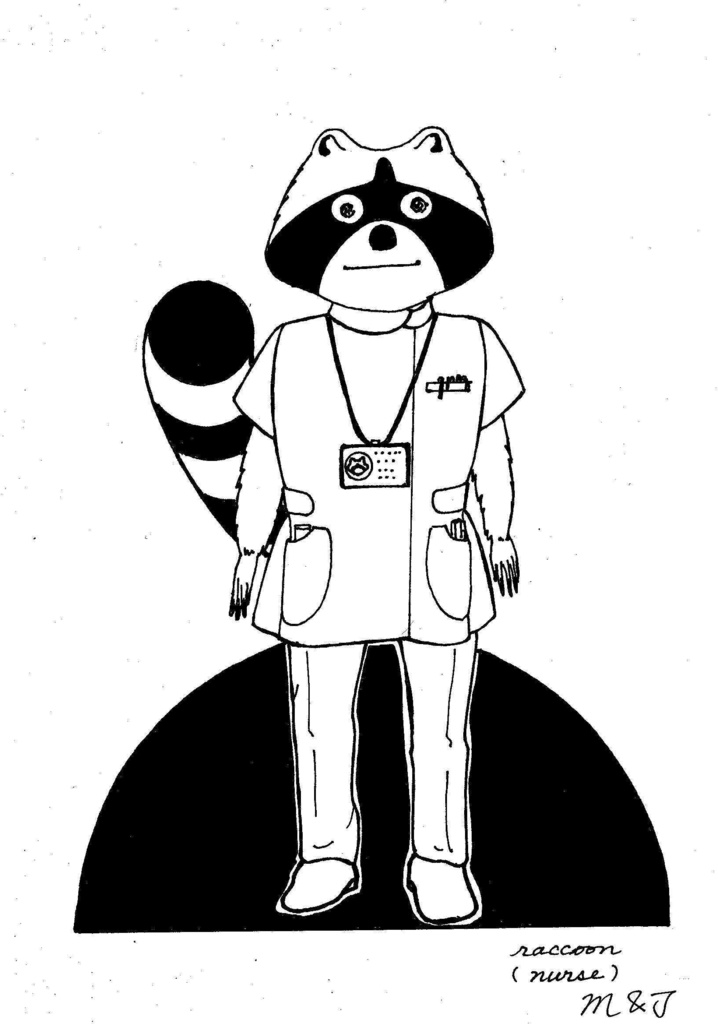 サイズ手描きイラスト Raccoon Nurse 1199mjh Booth