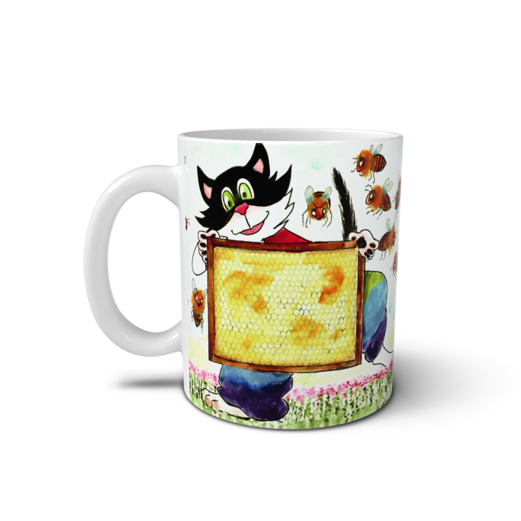 猫のマグカップ 猫とミツバチ