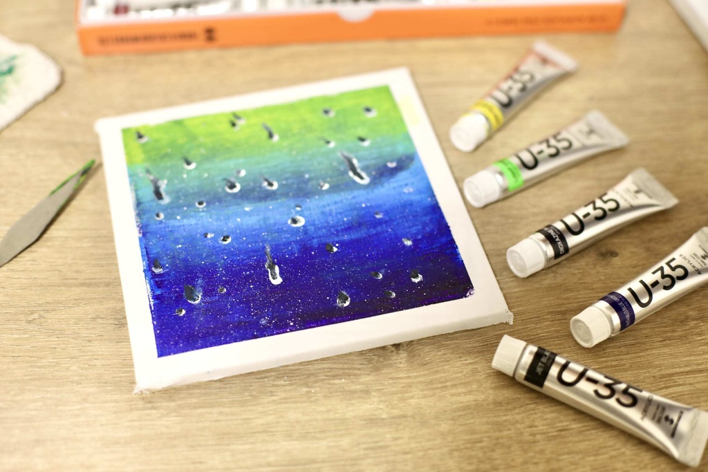 雨粒（アクリル画）