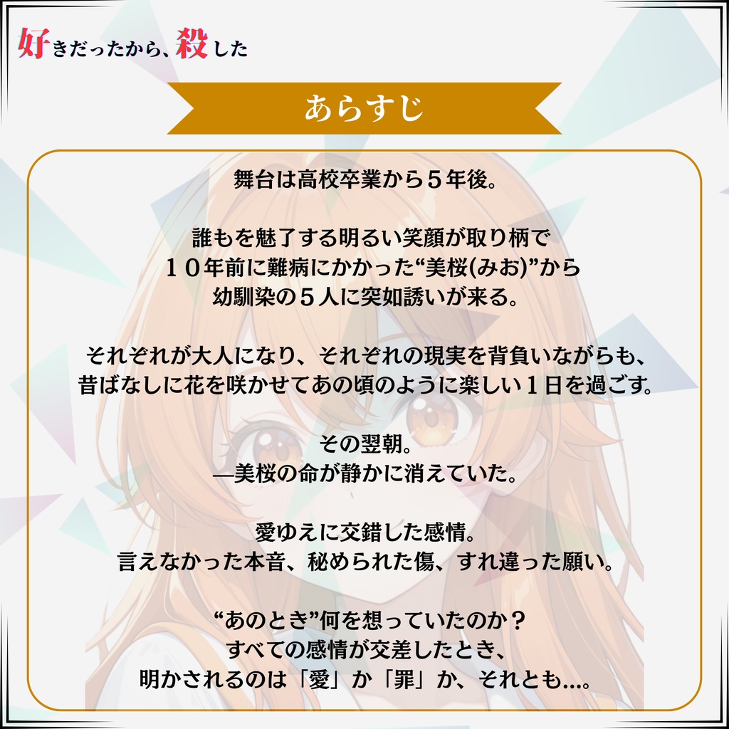 【新作】マーダーミステリー『好きだったから、殺した』