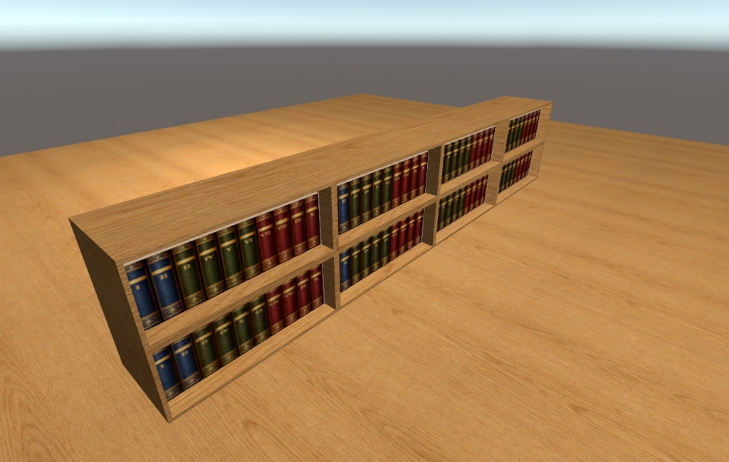 ローポリ図書館セット|本棚・本・机・椅子(配置用)