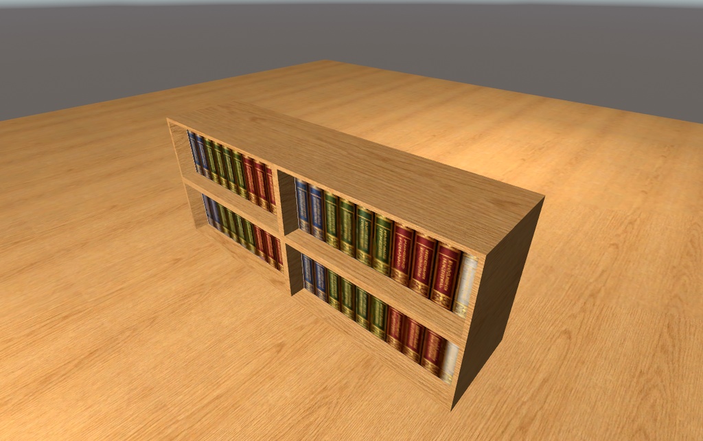 ローポリ図書館セット|本棚・本・机・椅子(配置用)