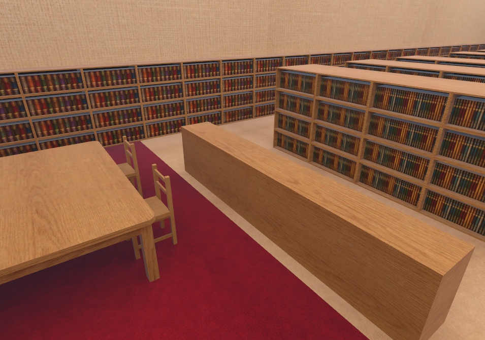 ローポリ図書館セット|本棚・本・机・椅子(配置用)