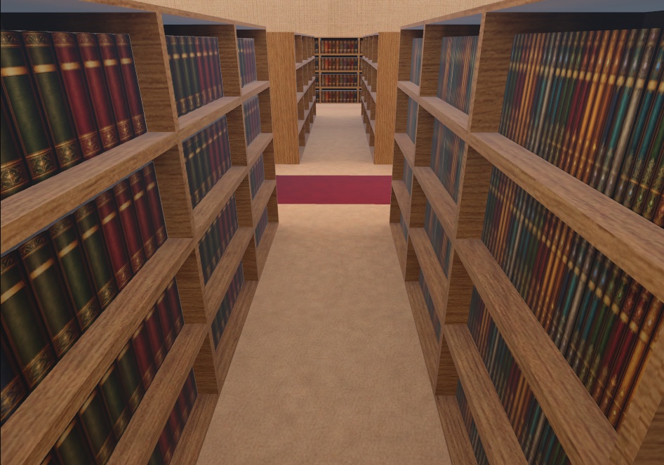 ローポリ図書館セット|本棚・本・机・椅子(配置用)