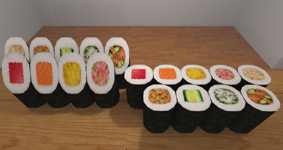 ローポリ細巻きセット (9種 × 輪切り・斜め切り)