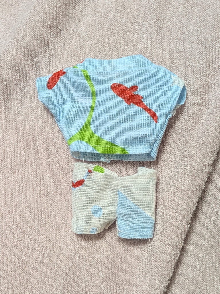 10cmぬい服！おさかな柄パジャマ上下セット