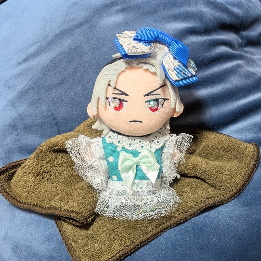 【10cm~12cmぬい服】ミントドットのふわふわワンピース【ハンドメイド】