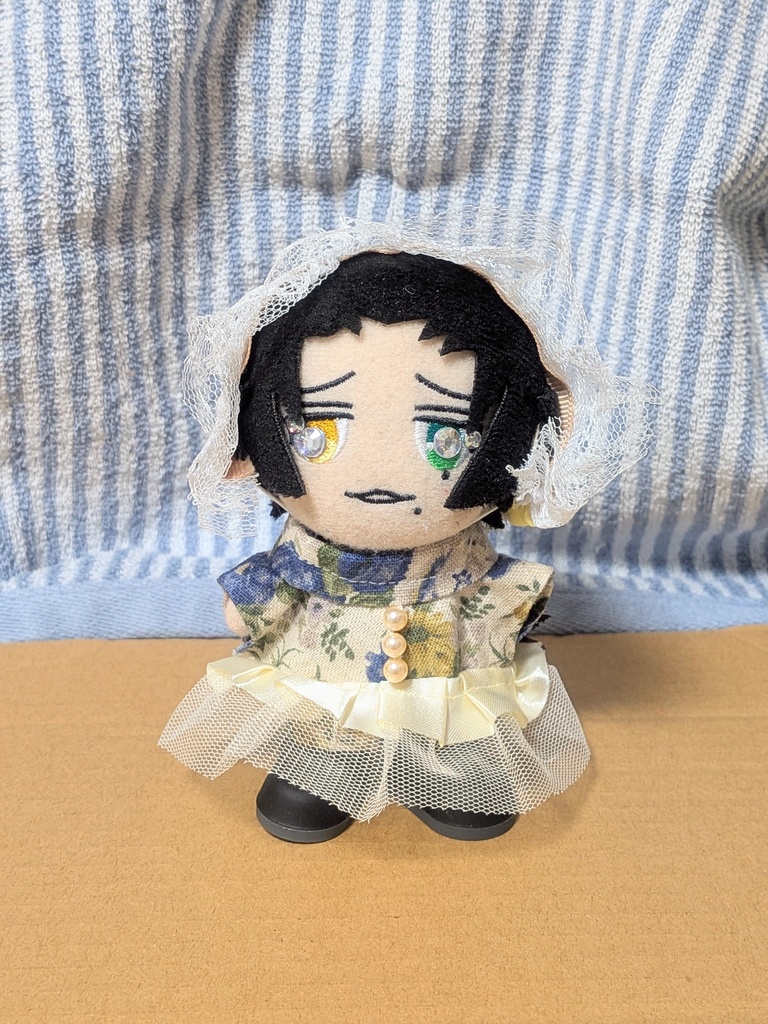 【10~12cmぬい服】ブルーローズのクラシカル2wayワンピース【ハンドメイド】