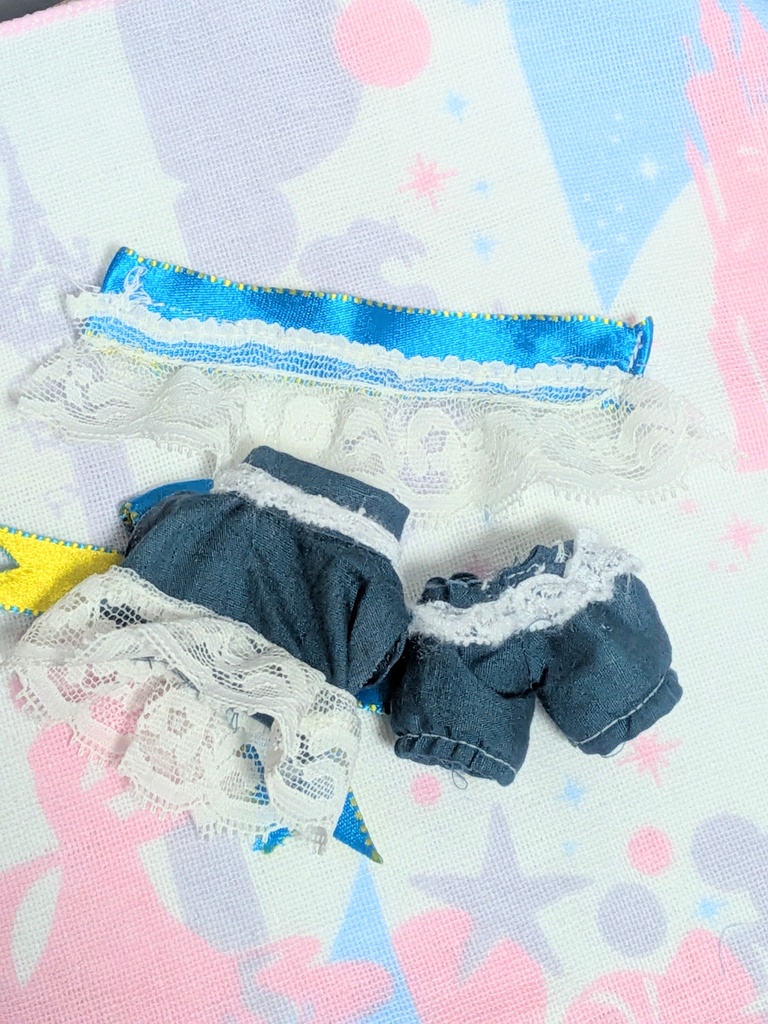 【10～12cmぬい服】ネイビーバックリボン2wayワンピース【ハンドメイド】