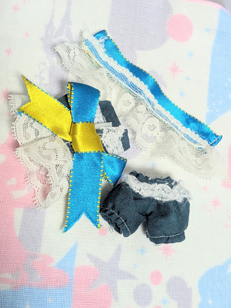 【10~12cmぬい服】ネイビーバックリボン2wayワンピース【ハンドメイド】