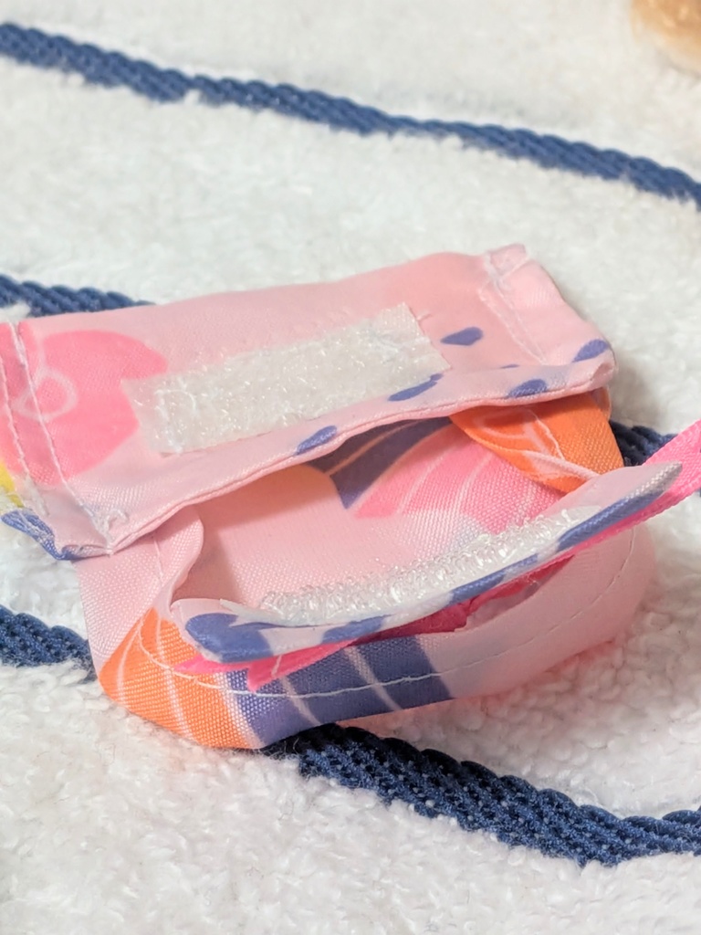 【10~15cmぬい服】ピンクのシャカシャカリボントート【ハンドメイド】