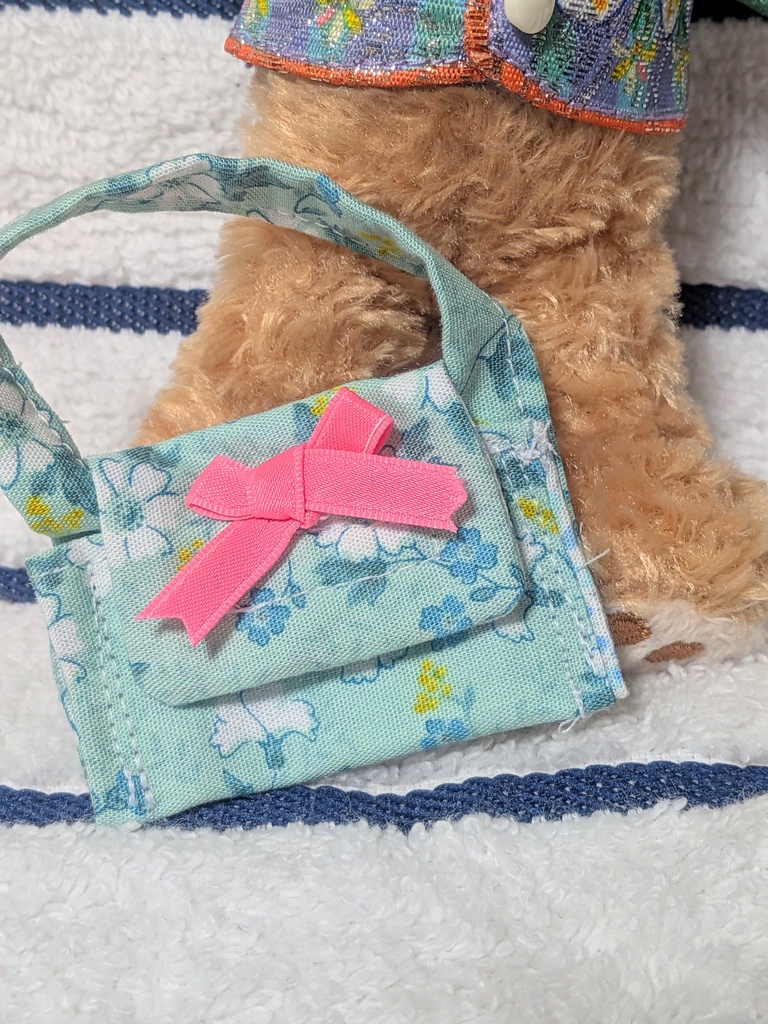 【10～15cmぬい服】ミントグリーンの爽やかリボントート【ハンドメイド】