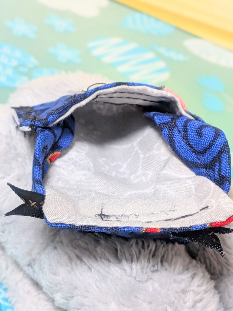 【10~15cmぬい用】ブルーベースブラックリボンのトート【ハンドメイド】