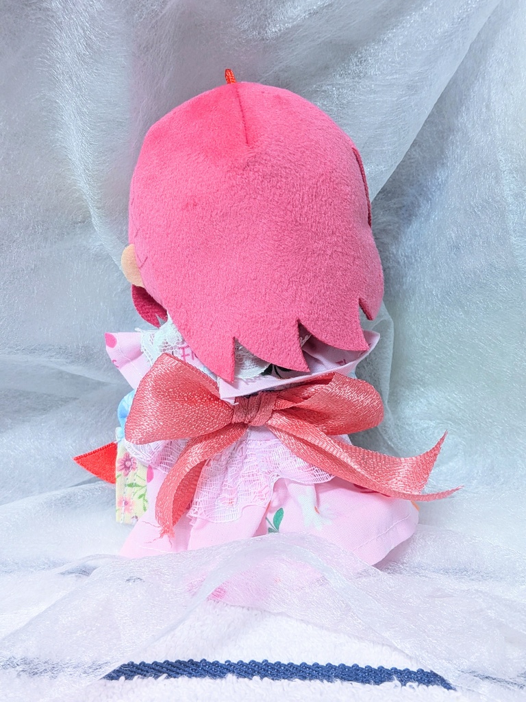 【10~12cmぬい服】二段フリルのバックリボンワンピース【ハンドメイド】