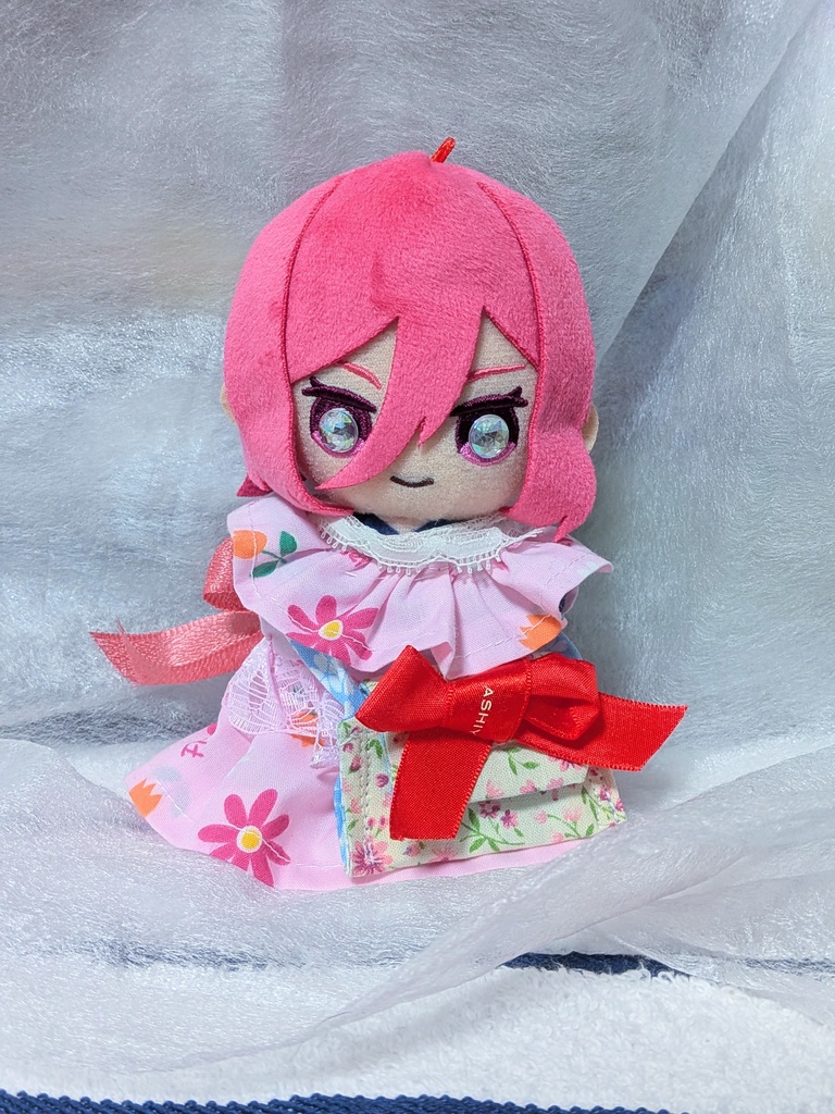 【10~12cmぬい服】二段フリルのバックリボンワンピース【ハンドメイド】