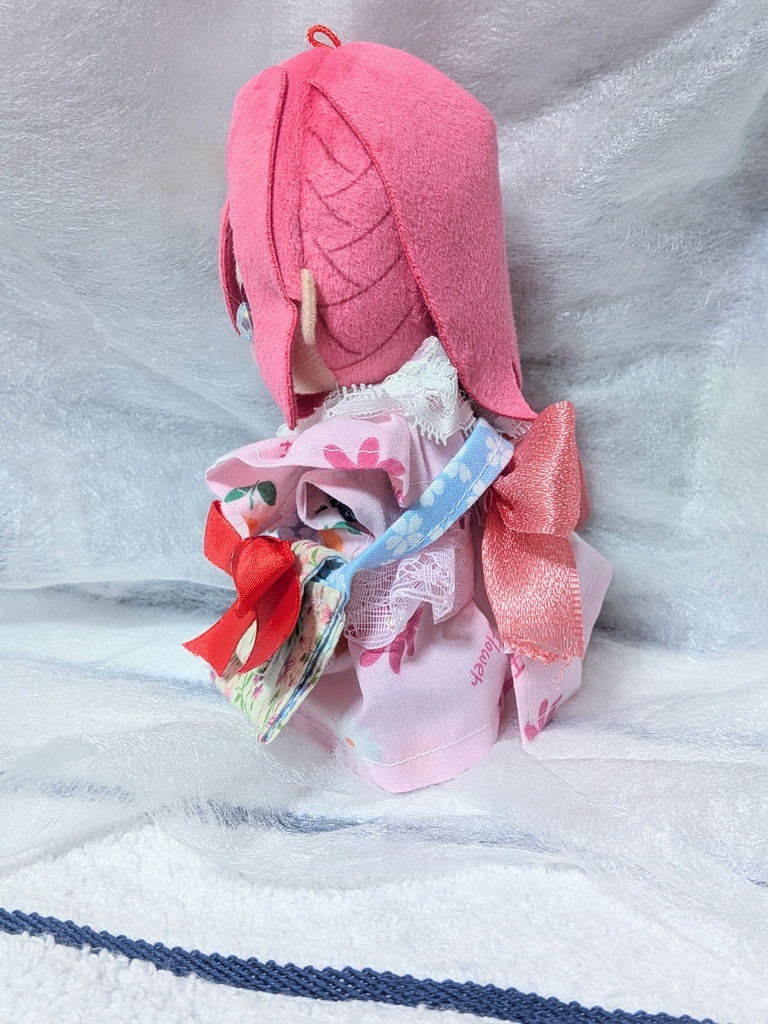 【10~12cmぬい服】二段フリルのバックリボンワンピース【ハンドメイド】