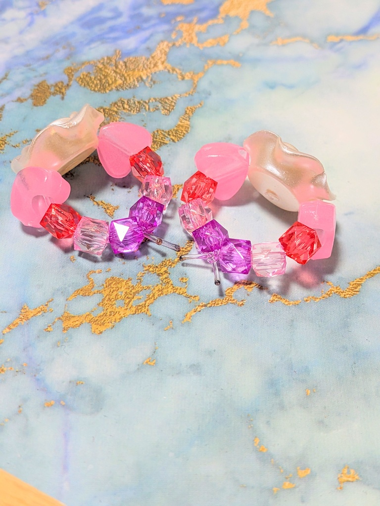【16-20cmぬい推奨】パールローズの琥珀糖ブレスレット【ハンドメイド】ピンク