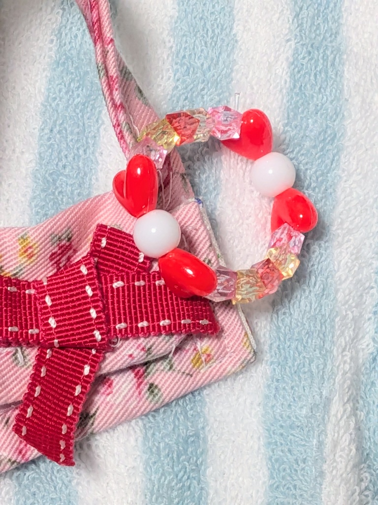 【10~12cmぬい服】クラシカルローズのフリルカラードレス【ハンドメイド】
