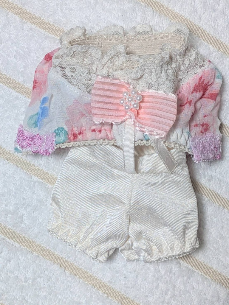 【16-20cmぬい服】パステルフラワーのセットアップ【ハンドメイド】