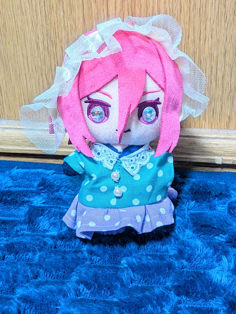 【10-12cmぬい服】新作夏色!バックリボンの切り返しドットワンピース【ハンドメイド】