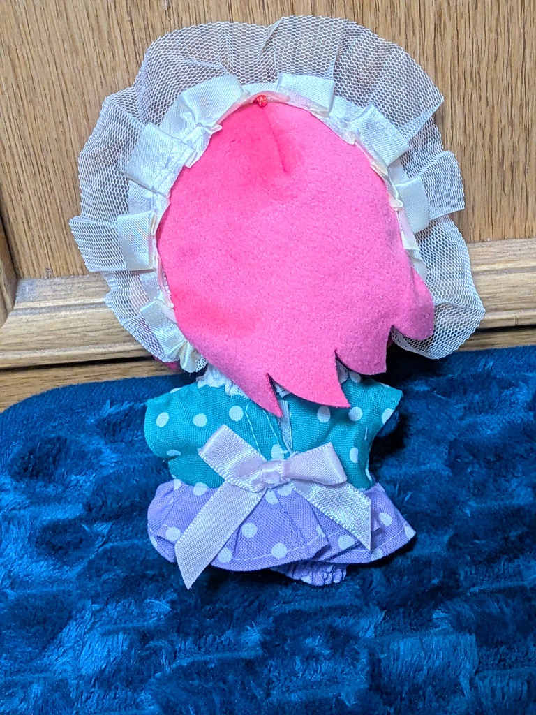 【10-12cmぬい服】新作夏色!バックリボンの切り返しドットワンピース【ハンドメイド】