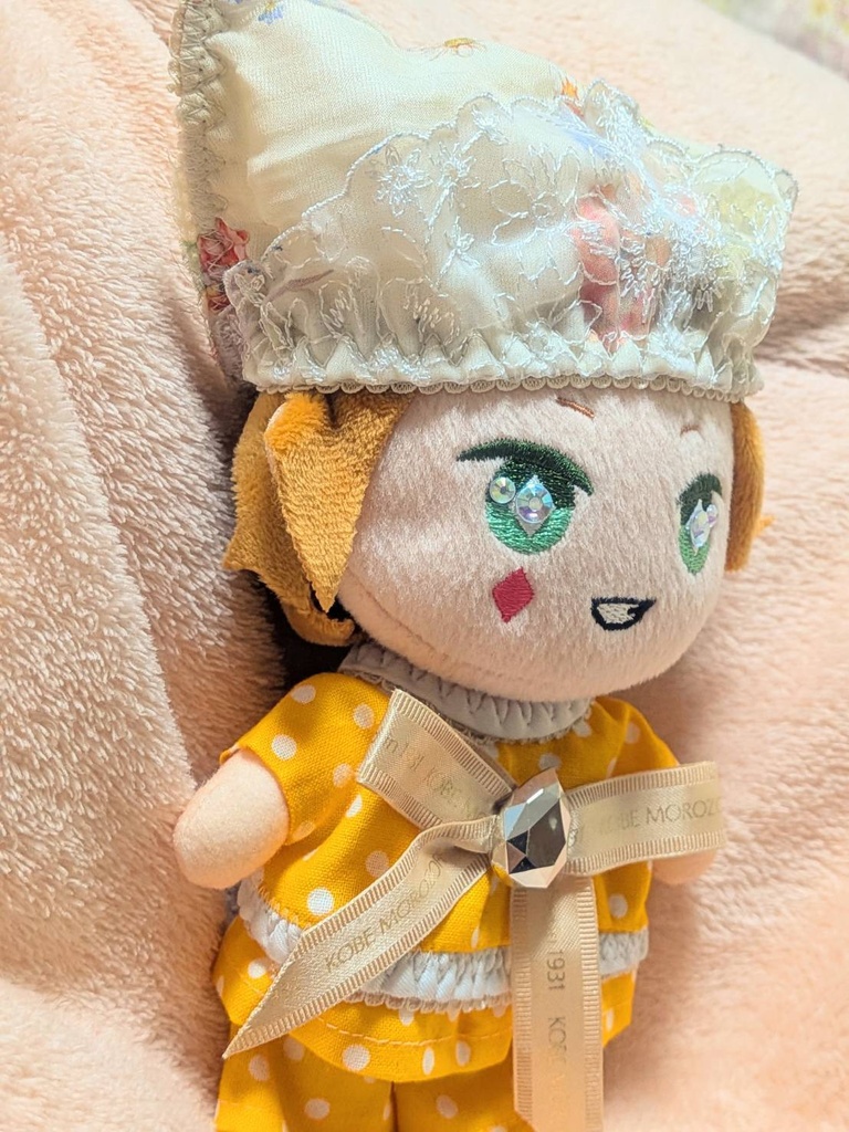 【16cmぬい服】レモンカラービジュー2wayセットアップ