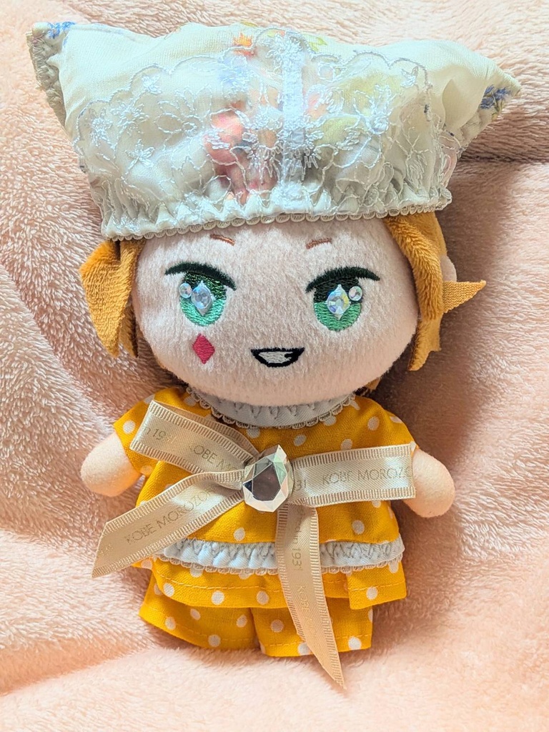 【16cmぬい服】レモンカラービジュー2wayセットアップ