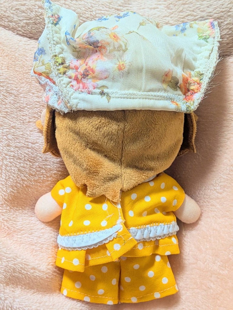【16cmぬい服】レモンカラービジュー2wayセットアップ