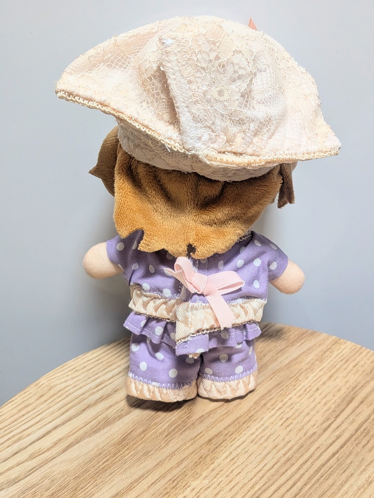 【16cmぬい用】ドットフリルのルームウェア(パープル)【ハンドメイド】