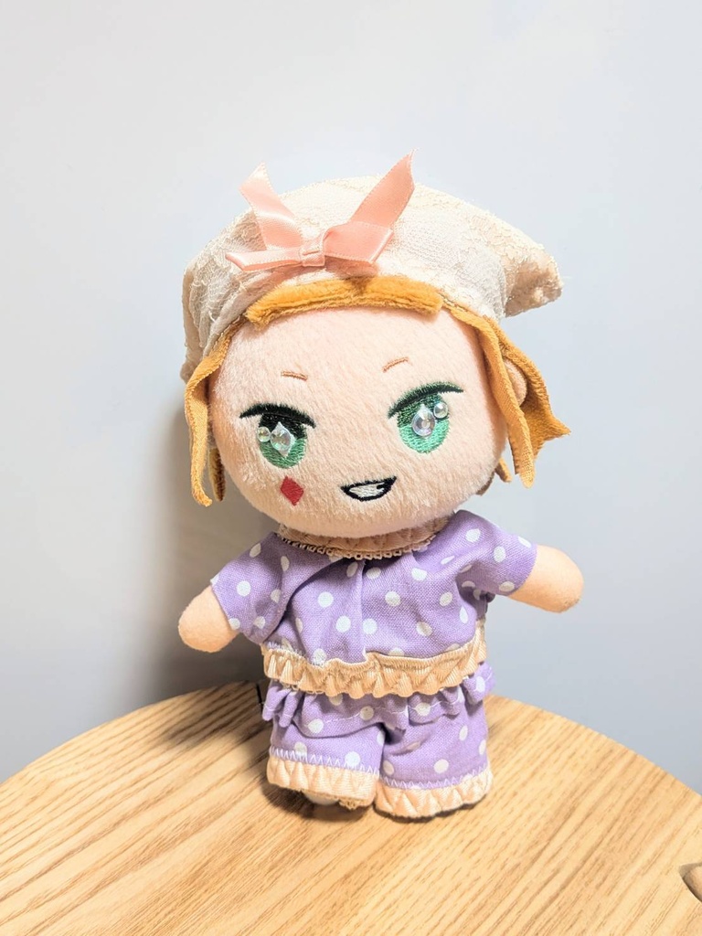 【16cmぬい用】ドットフリルのルームウェア(パープル)【ハンドメイド】