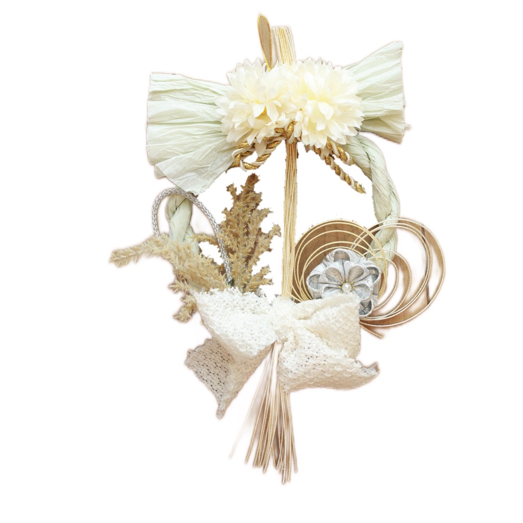 つまみ細工 お正月飾り(白)