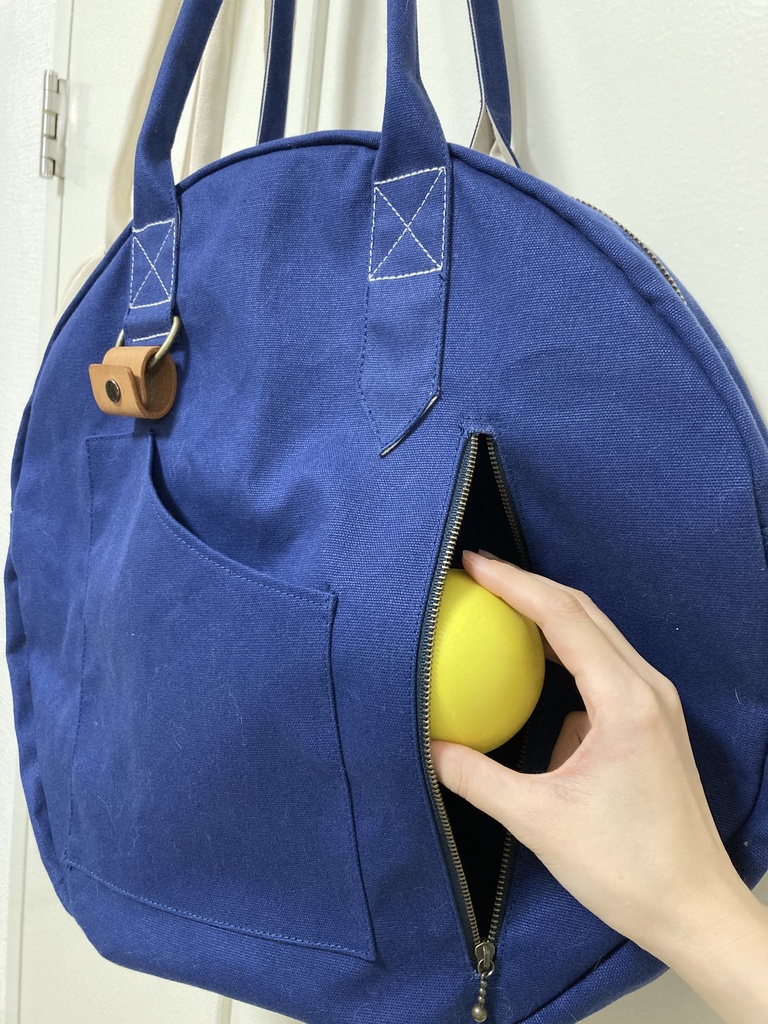 普段使いできるラージリングバッグ(帆布) ブルー