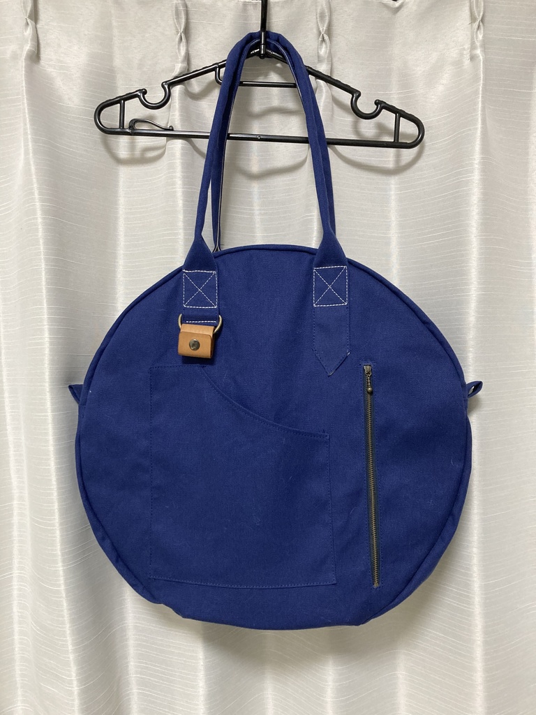 普段使いできるラージリングバッグ(帆布) ブルー