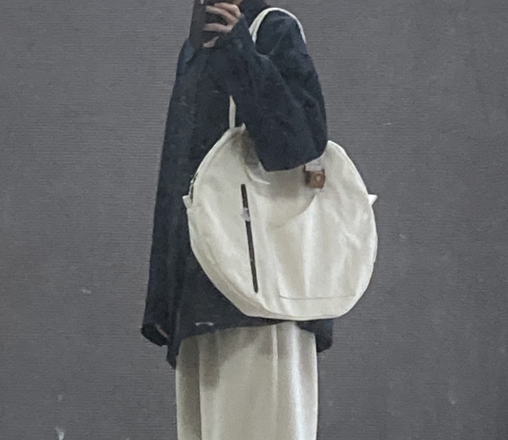 普段使いできるラージリングバッグ(帆布) ブルー