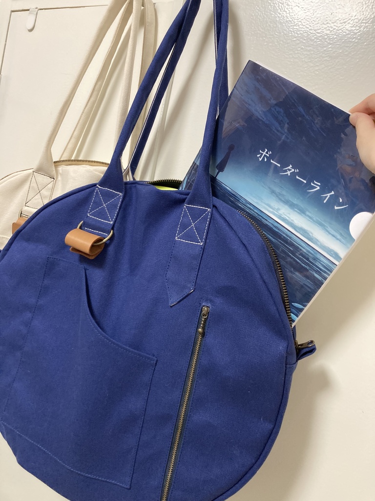普段使いできるラージリングバッグ(帆布) ブルー