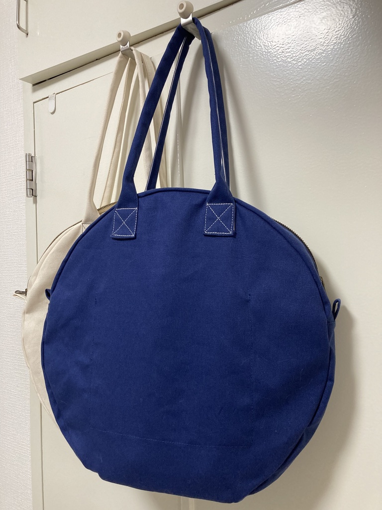 普段使いできるラージリングバッグ(帆布) ブルー