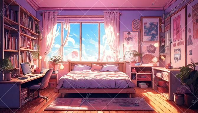 【4種セット】可愛らしい女の子の部屋の背景画像