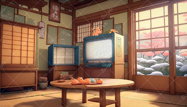 【4種セット】動画や配信などで使える田舎の部屋【冬景色】