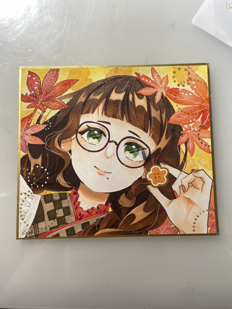 「秋の少女」ミニ色紙