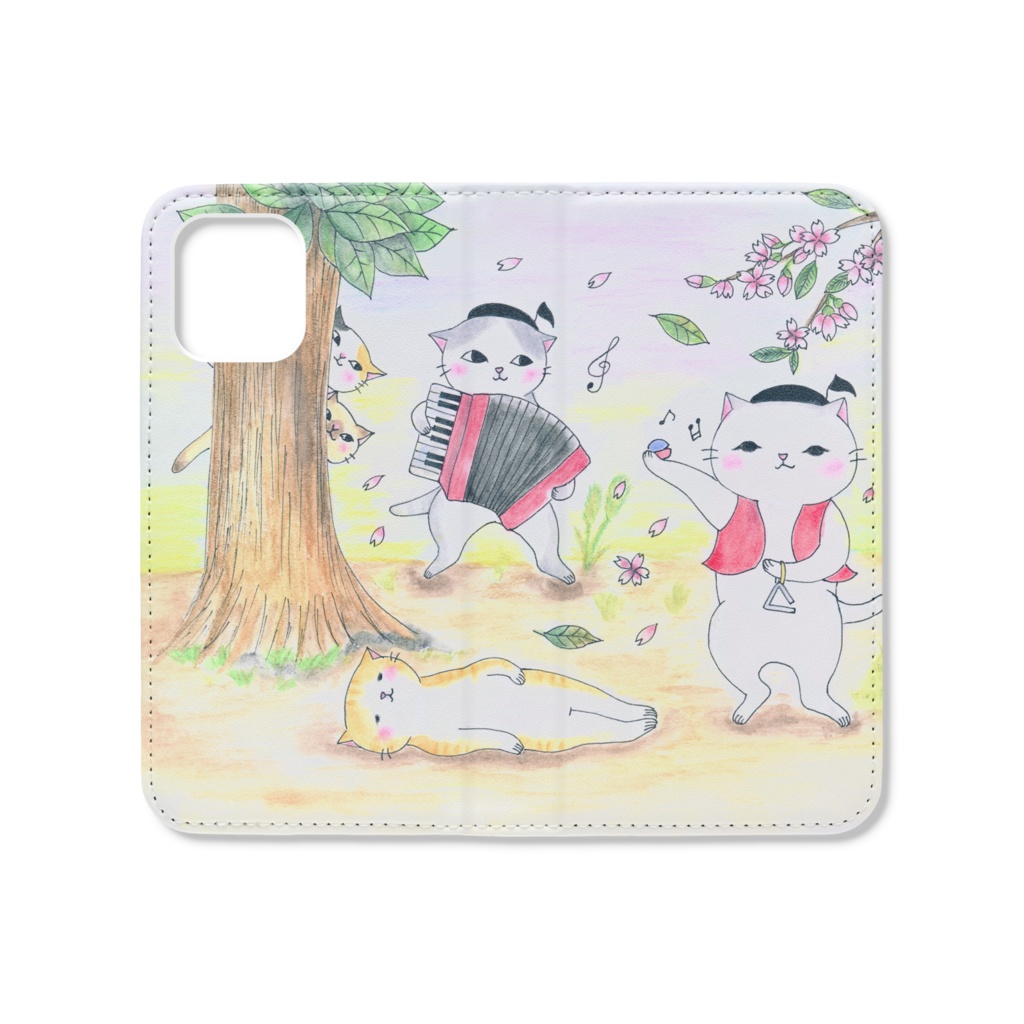 お昼寝ネコの手帳型スマホケース