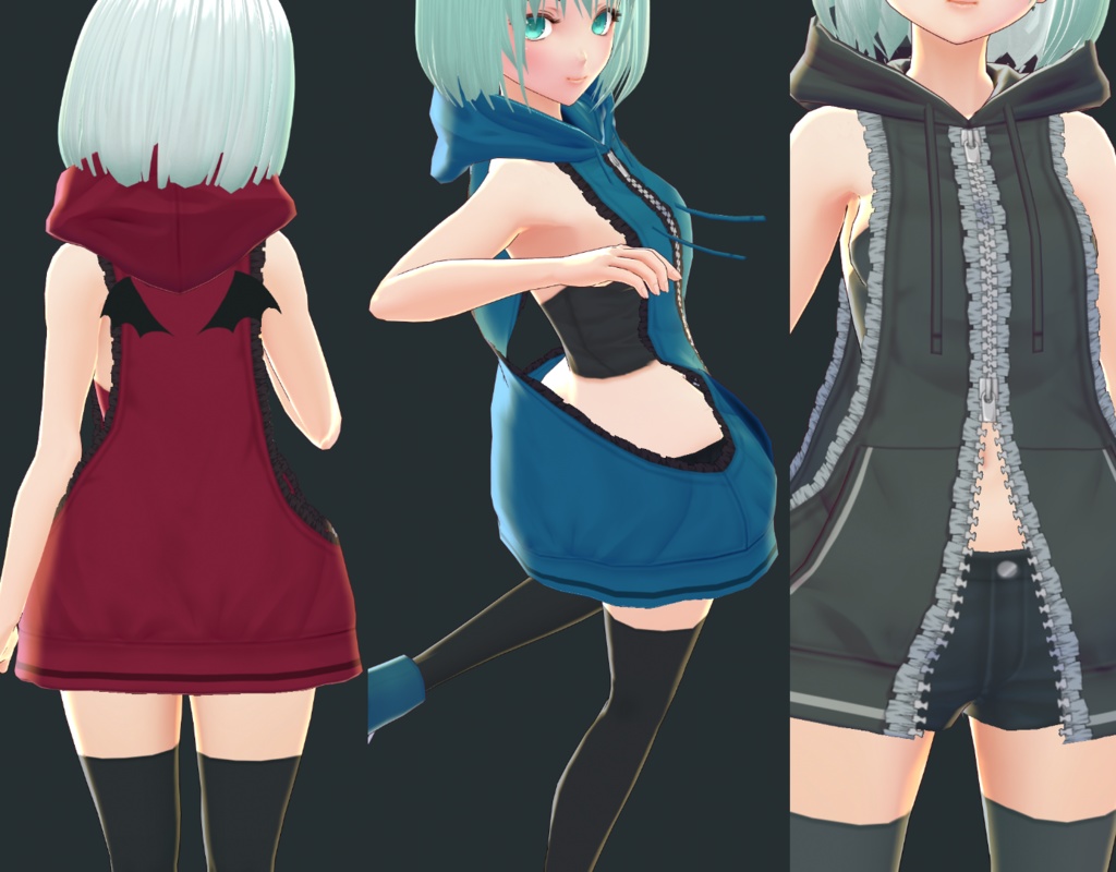 【VROID用】小悪魔パーカー【Devilish hoodie】