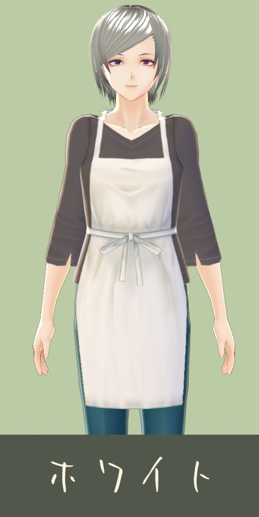 【VROID用】シンプルエプロン+Vネック七分袖(全4色)【Apron + V-neck shirt】