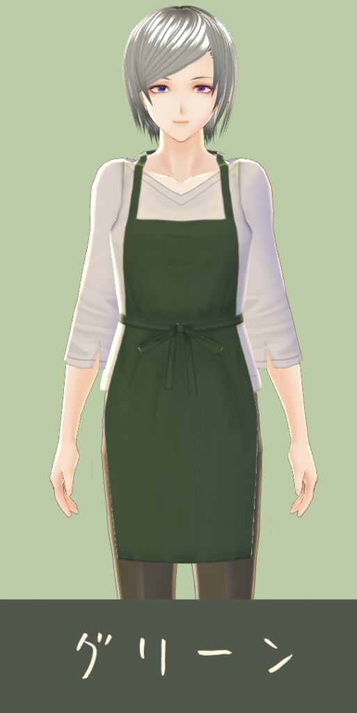 【VROID用】シンプルエプロン+Vネック七分袖(全4色)【Apron + V-neck shirt】