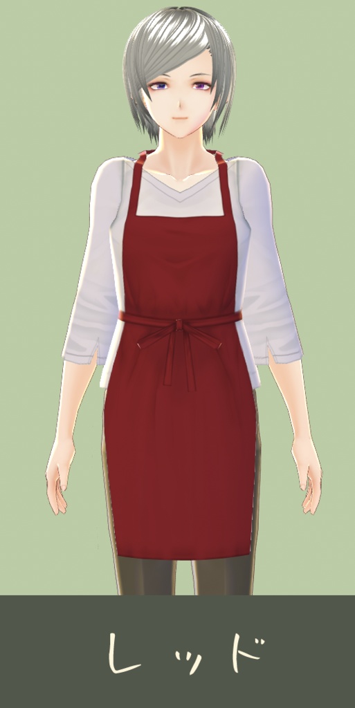 【VROID用】シンプルエプロン+Vネック七分袖(全4色)【Apron + V-neck shirt】