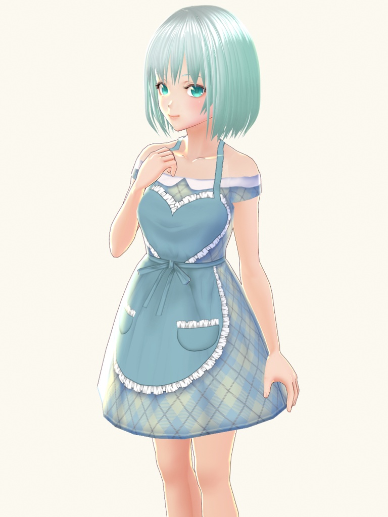 【VROID用】ハートエプロン+肩出しワンピース【Apron & dress】